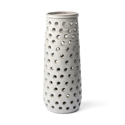Organic White Glaze Pierced Dot Ceramic Vase