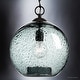 preview thumbnail 3 of 5, Luxury Vintage Smoky Blue Bubble Glass Pendant Light, 14"H x 12"W, with Olde Bronze Finish by Urban Ambiance