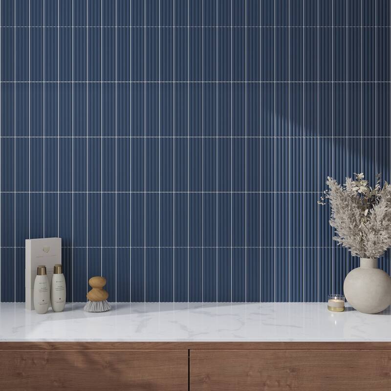 Apollo tile 2" x 8" Arte Matte Blue Ceramic Tile (4.1 sq ft/case) - 38 Pack