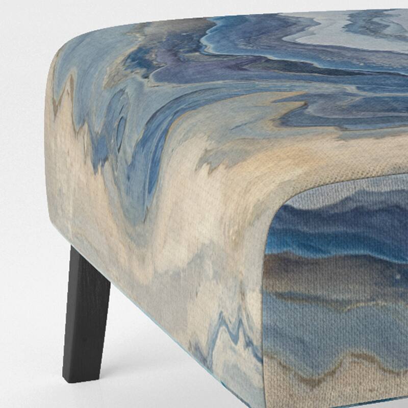 Designart "Coast Blue Sea Waves Watercolour" Upholstered Abstract Accent Chair - Modern Arm Chair For Bedroom