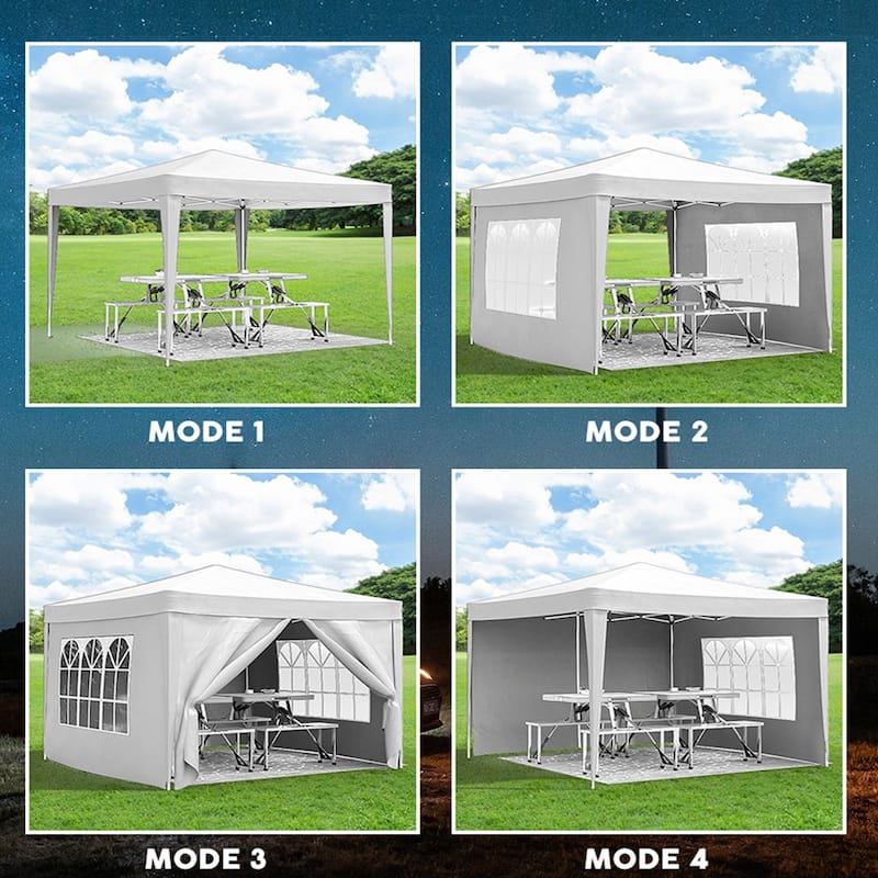 10'x10'Folding Canopy,4 Removable Sidewalls Shelter UPF 50,Gazebo Portable Tents,EZ Pop Up Canopy 4pcs Weight Bag,Carry Bag