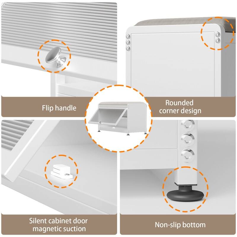 2-Tier Flip-Up Shoe Bench with Storage – 286lb Capacity, Soft Seat & Magnetic Closure