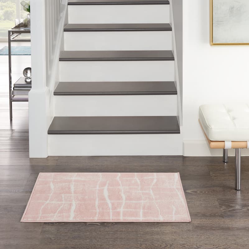 Nourison Whimsicle Modern Lines Abstract Area Rug - 2' x 3' - Pink Ivory - Runner/Rectangle