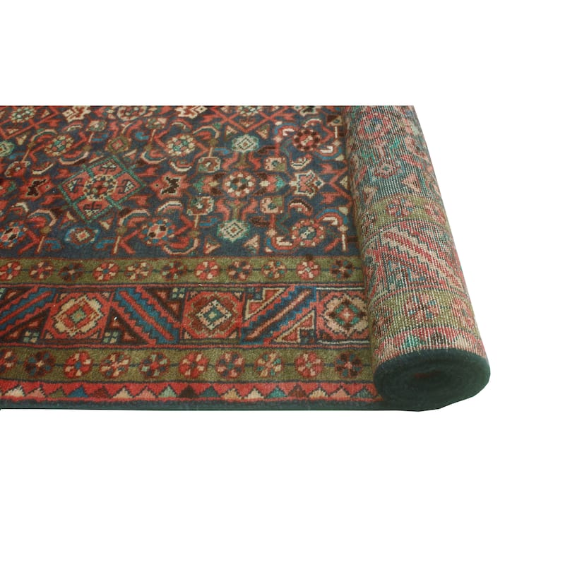 Fine Vintage Distressed Boulus Blue/Rust Runner - 3'9" x 10'9"