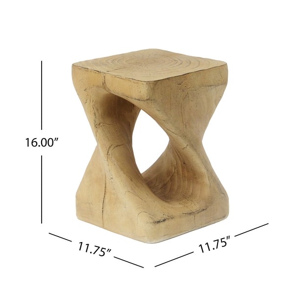 dimension image slide 0 of 8, Christopher Knight Home - Aurelian Quenby MGO Lightweight Concrete Twist End Table with Wood-Grain Texture
