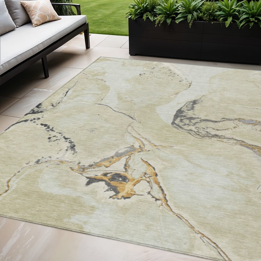 HomeRoots Abstract Transitional Rectangle Outdoor Rug