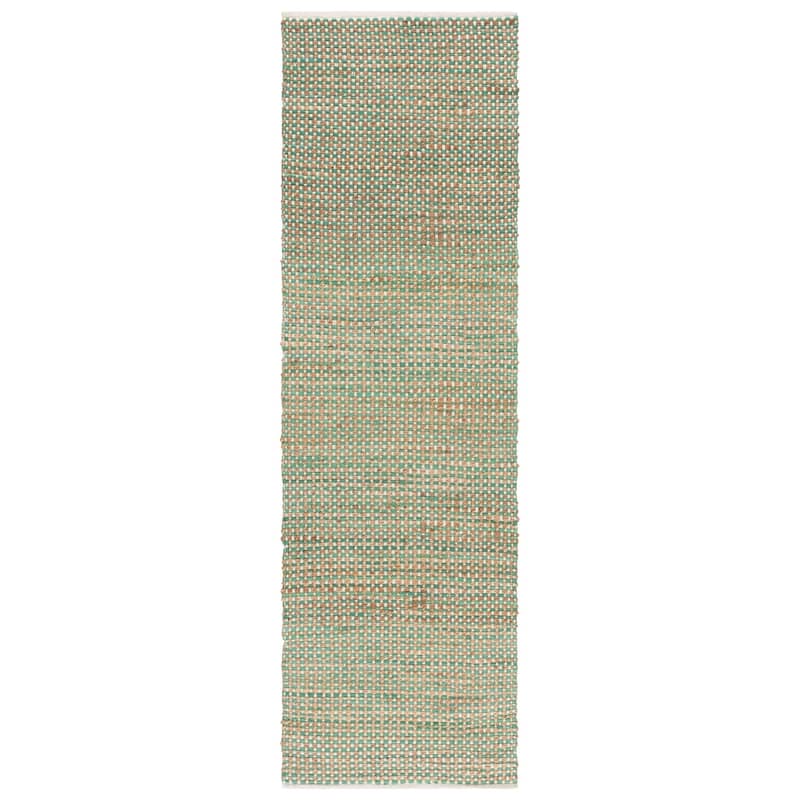 SAFAVIEH Handmade Cape Krimhilde Cod Jute & Cotton Rug - 2'3" x 8' Runner - Natural/Green