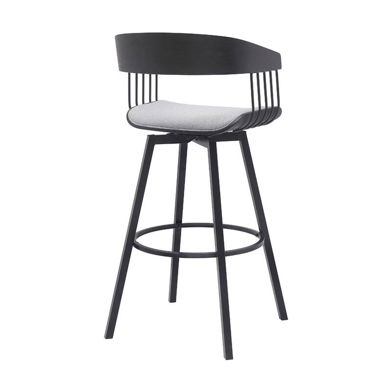 Modern Swivel Bucket Seat Bar Stool with Footrest and Armsrest Metal Frame for Kitchen Island