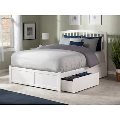 Richmond Full Platform Bed with Footboard and 2 Drawers in White
