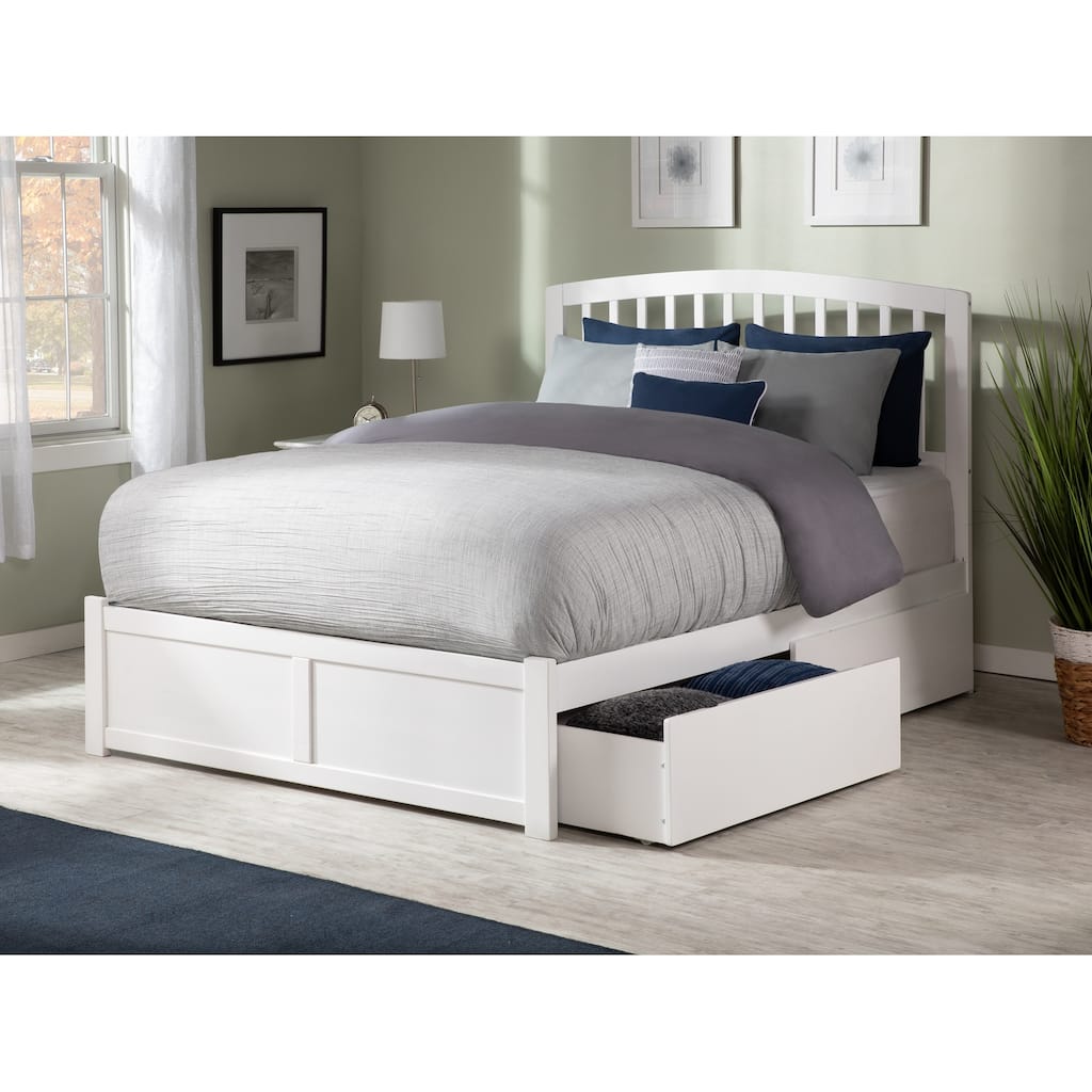 Richmond Full Platform Bed with Footboard and 2 Drawers in White
