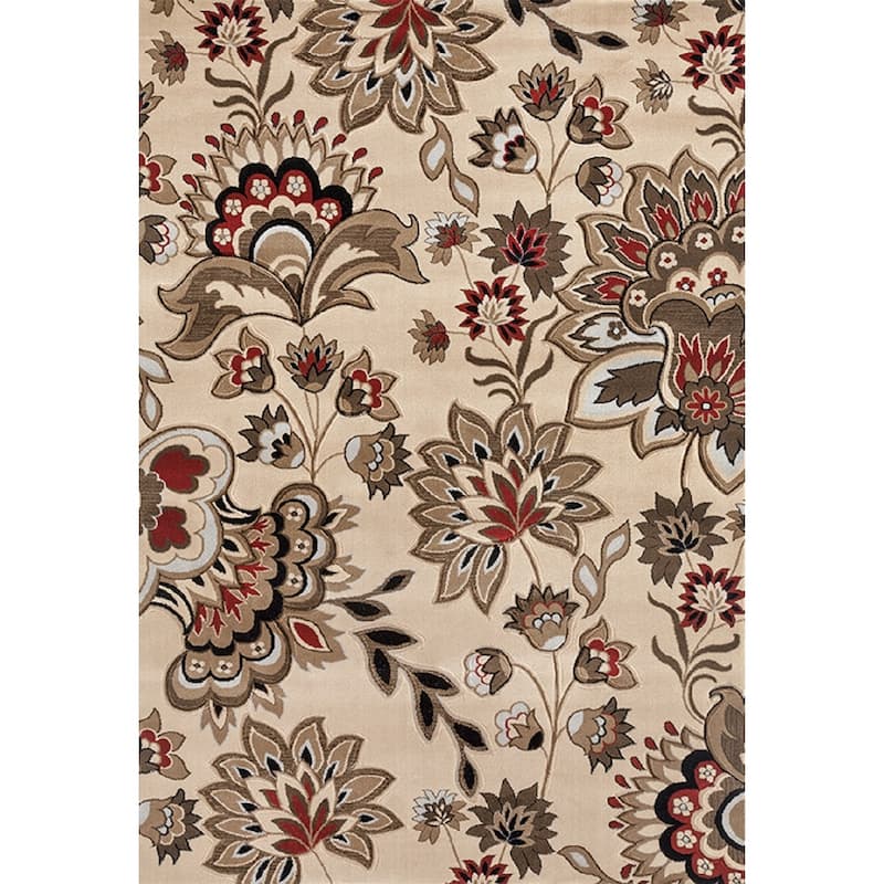 Glamour Collection Floral Area Rug