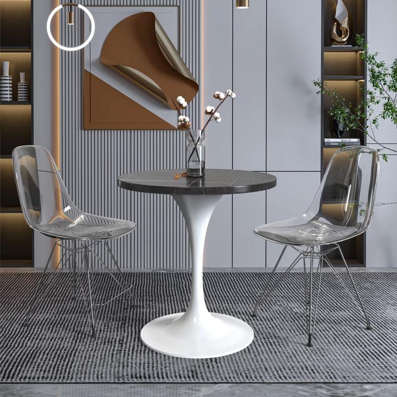 Verve Round Sintered Stone Top Dining Table with Stainless Steel Base Furniture for Home Kitchen and Living Room