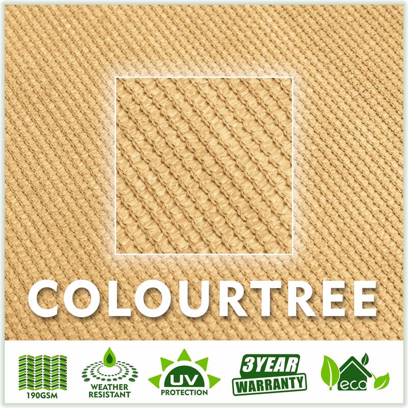 ColourTreeUSA Triangle Sun Shade Sail w/Cable Ropes HDPE Mesh Fabric Screen Canopy UV Block 190 GSM
