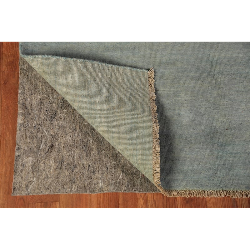 Blue & Green Gabbeh Modern Rug Hand-Knotted Wool Carpet - 4'0" x 5'8"