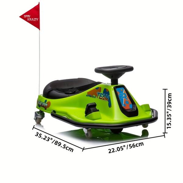 24V Ride-On Electric Drift Kart, Racing Car, High/Low Speed Switch and Simplified Drift System (Green)