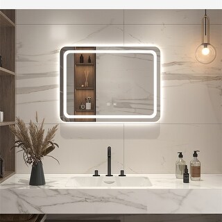 Topcraft LED Lighted Bathroom Vanity Mirror with Defogger - Bed Bath ...