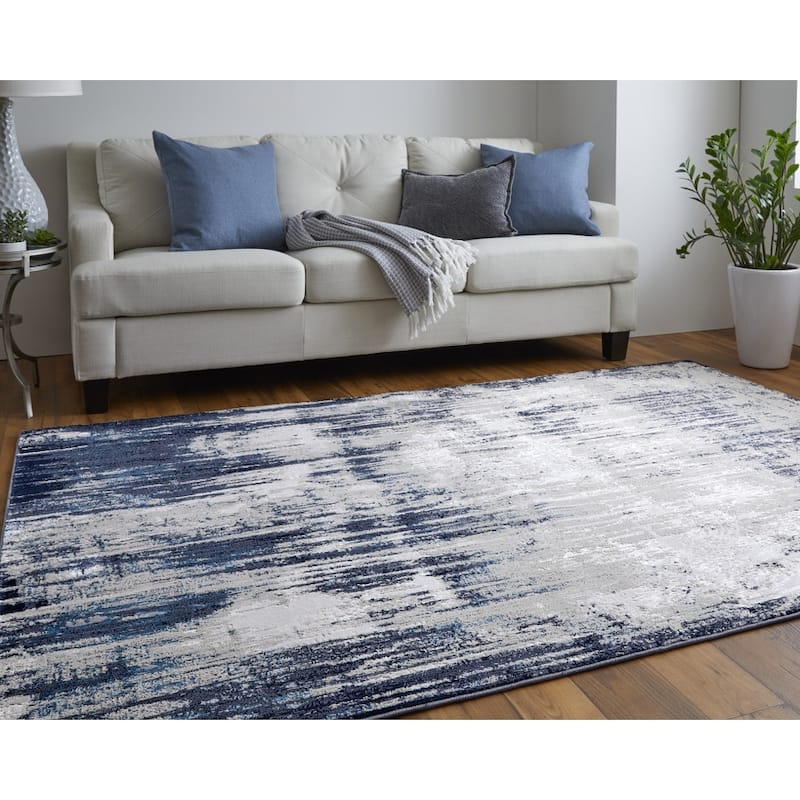 Xiho Power Loomed Distressed Abstract Modern Non Skid Area Rug By HomeRoots - 8' x 10'