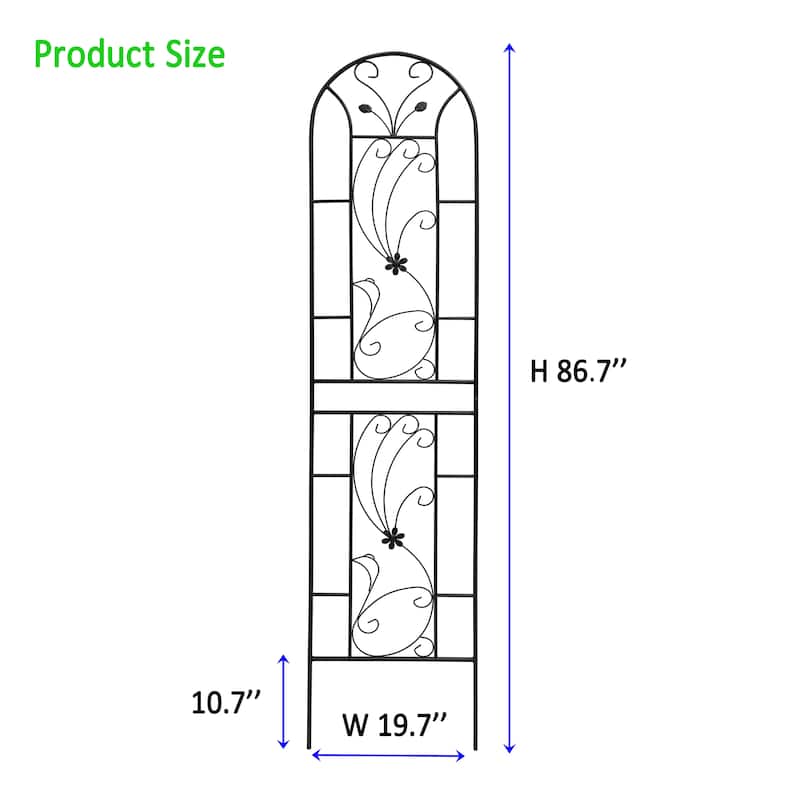 2 Pack Metal Garden Trellis Rustproof Trellis for Climbing Plants Outdoor Flower Support Black