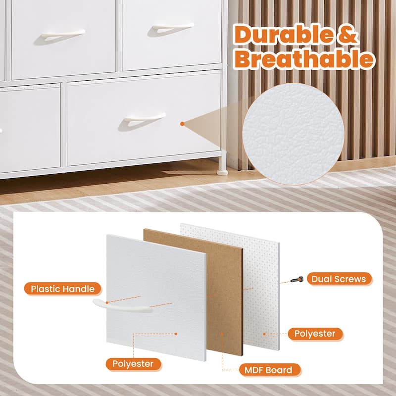 CoolArea 5-Drawer Dresser, Fabric Chest Storage Tower with Wooden Top and Open Shelf
