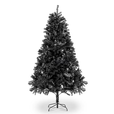 6ft Black PVC Christmas Tree with 1050 Branches and Metal Stand Perfect Holiday Centerpiece - 6-Feet