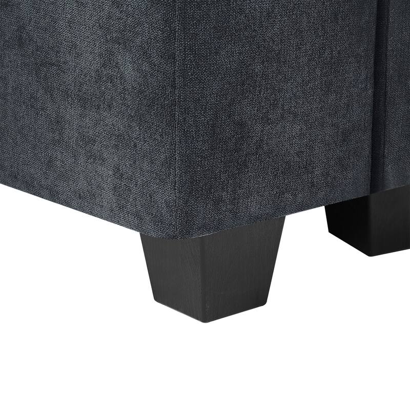 Chenille L-Shape Modular Sectional Sofa, Convertible Sleeper Upholstered Sofabed with 4 Pillow and Movable Ottoman