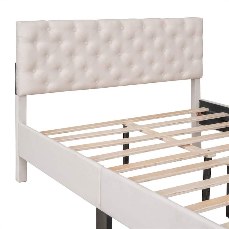 Upholstered Linen Platform Bed