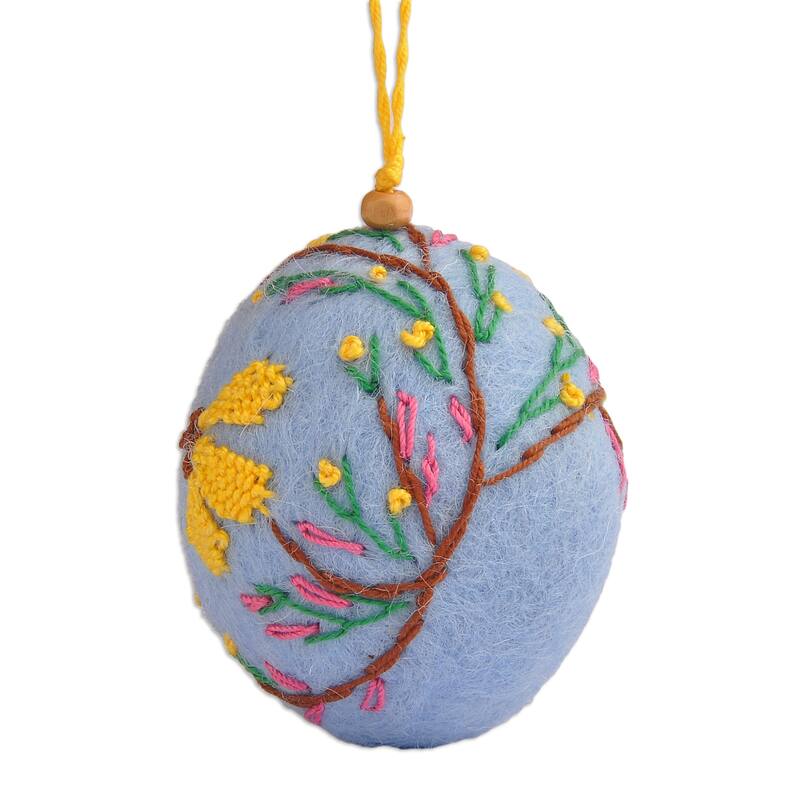 Novica Handmade Armenian Spring Embroidered Felt Ornament