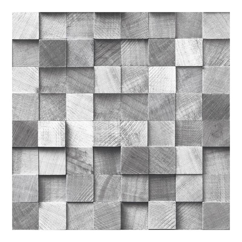 ESTA Home Tevye Grey Wood Geometric Wallpaper - 20.5 x 396 x 0.025