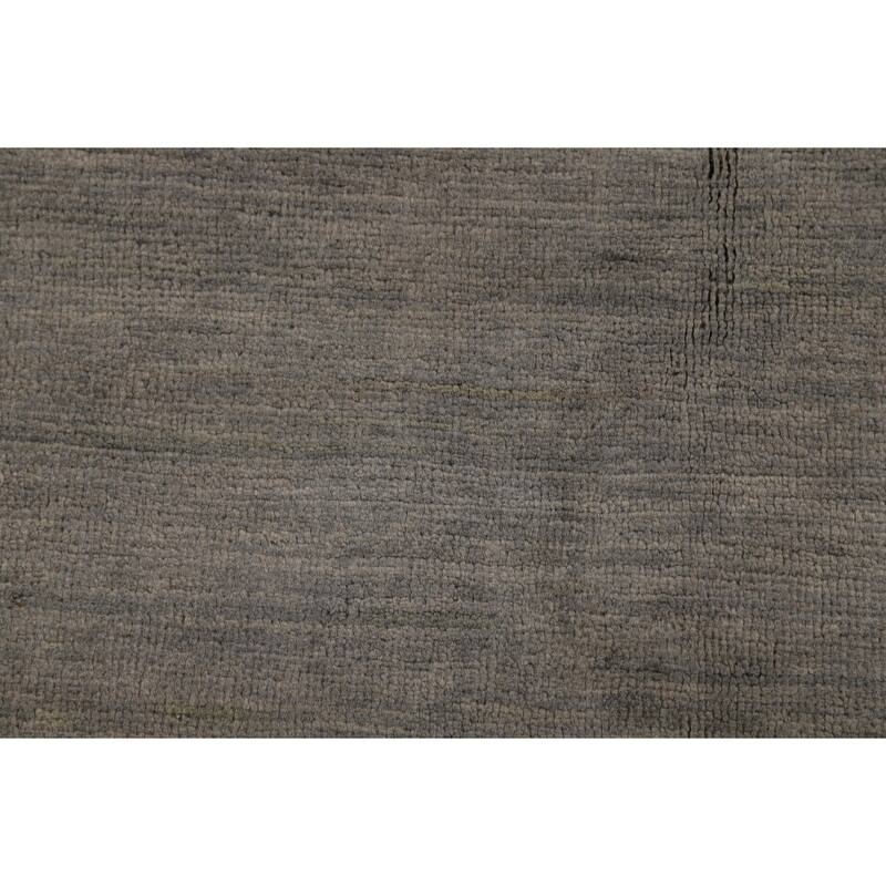 Striped Gray Gabbeh Modern Rug Handmade Wool Carpet - 3'3" x 4'6"