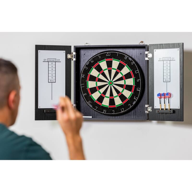 Hathaway Winchester Bristle Dartboard and Cabinet Set - Black