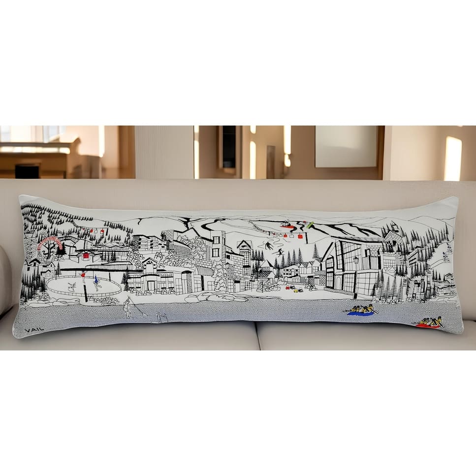 HomeRoots 46" White Vail Daylight Skyline Lumbar Decorative Pillow