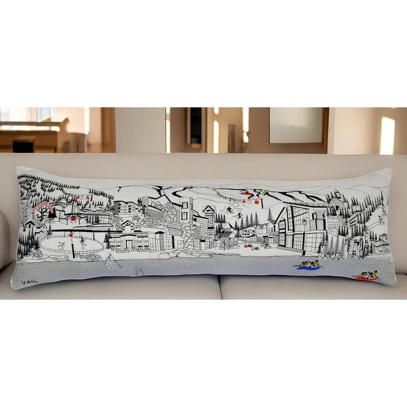 HomeRoots 46" White Vail Daylight Skyline Lumbar Decorative Pillow