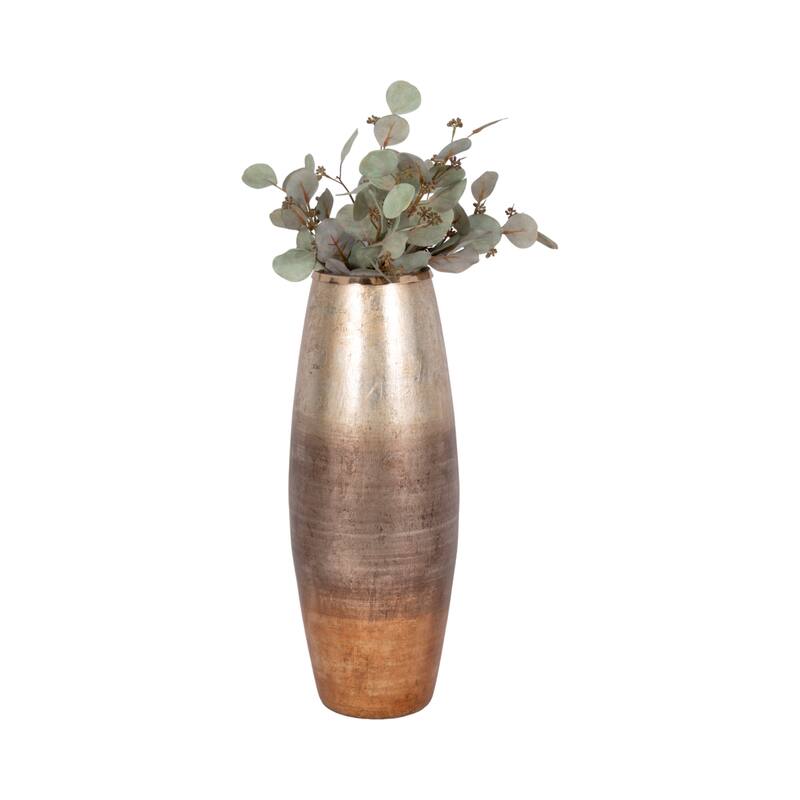 Sagebrook Home Curved Glass Vase, Glass/Metallic, Multi Finish, 17,24,31 Inch