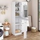 preview thumbnail 1 of 8, Moasis In Wall Ironing Board Cabinet with Foldable Board and Adjustable Shelves White