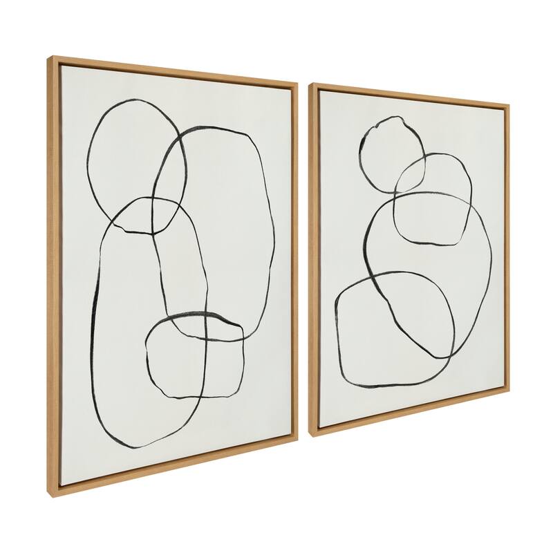 Kate and Laurel Sylvie Modern Circles Framed Canvas Set by Teju Reval