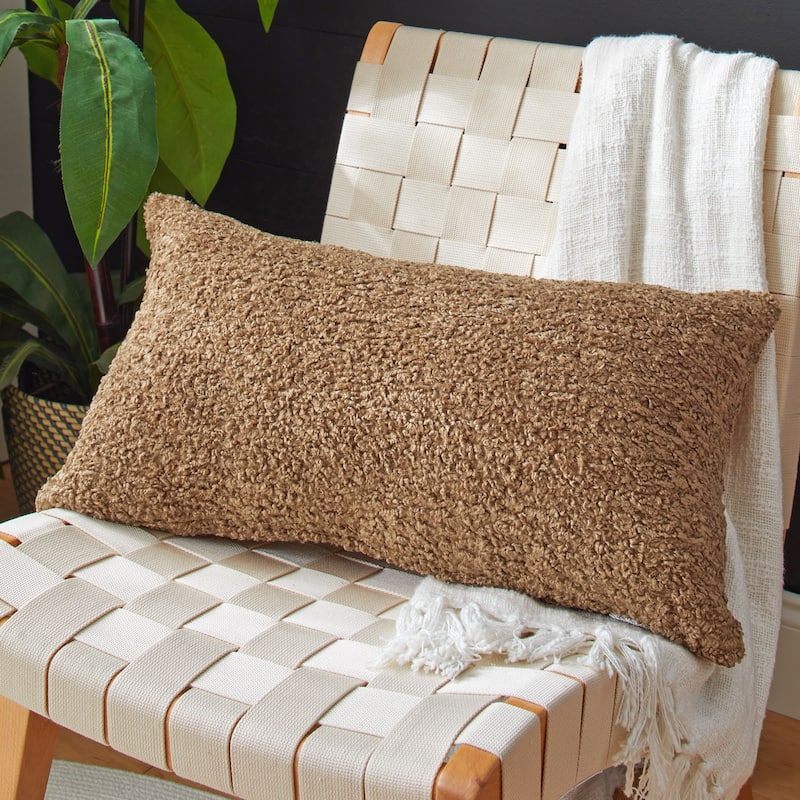 Sorra Home Indoor Soft-Textured Knife Edge Lumbar Pillow - 13 in x 20 in - Zazzle Taupe