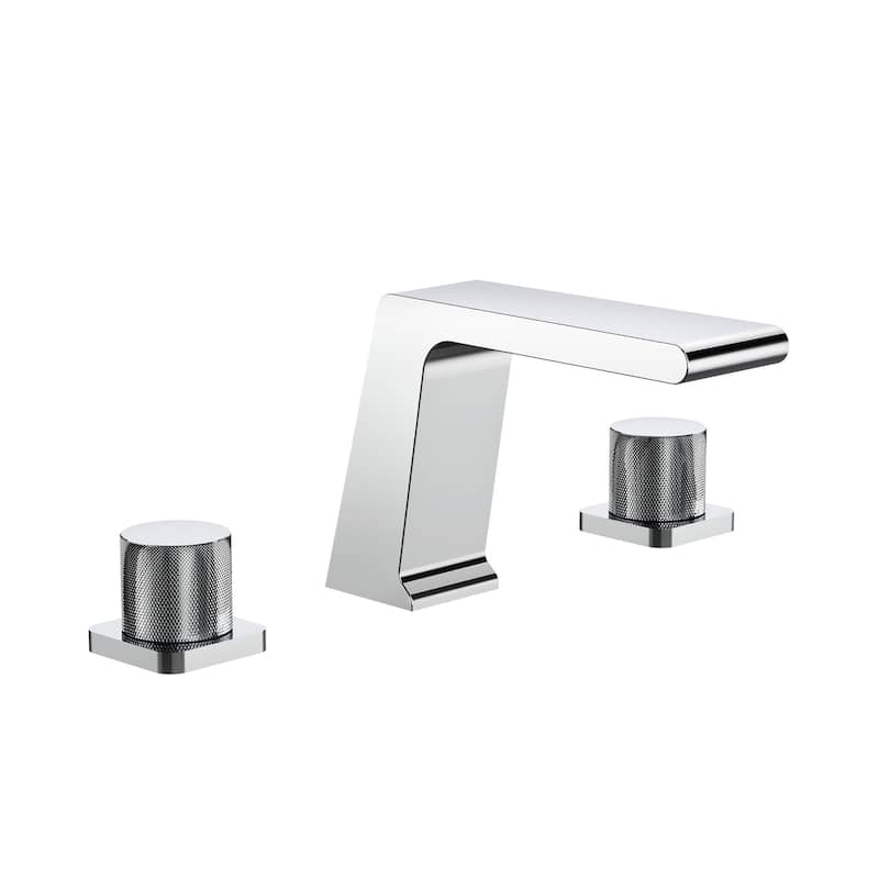 GRANDJOY 3-Hole Waterfall Bathroom Sink Faucet with Dual Handles, Widespread Installation - Chrome