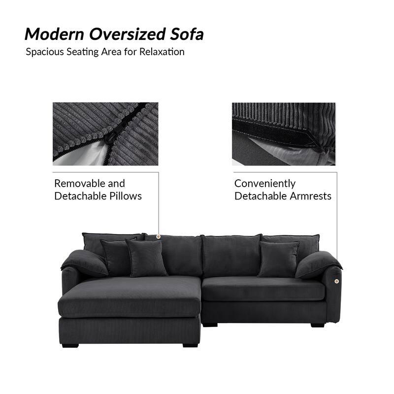 Cesare Modern 2-Piece Reversible Cushions Sectional with Storage by HULALA HOME