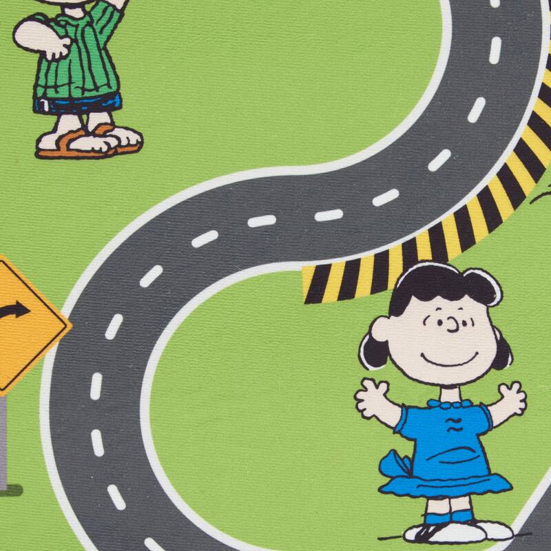 Snoopy Peanuts Race Track Cars Machine Washable Kids Area Rug 3'3" x