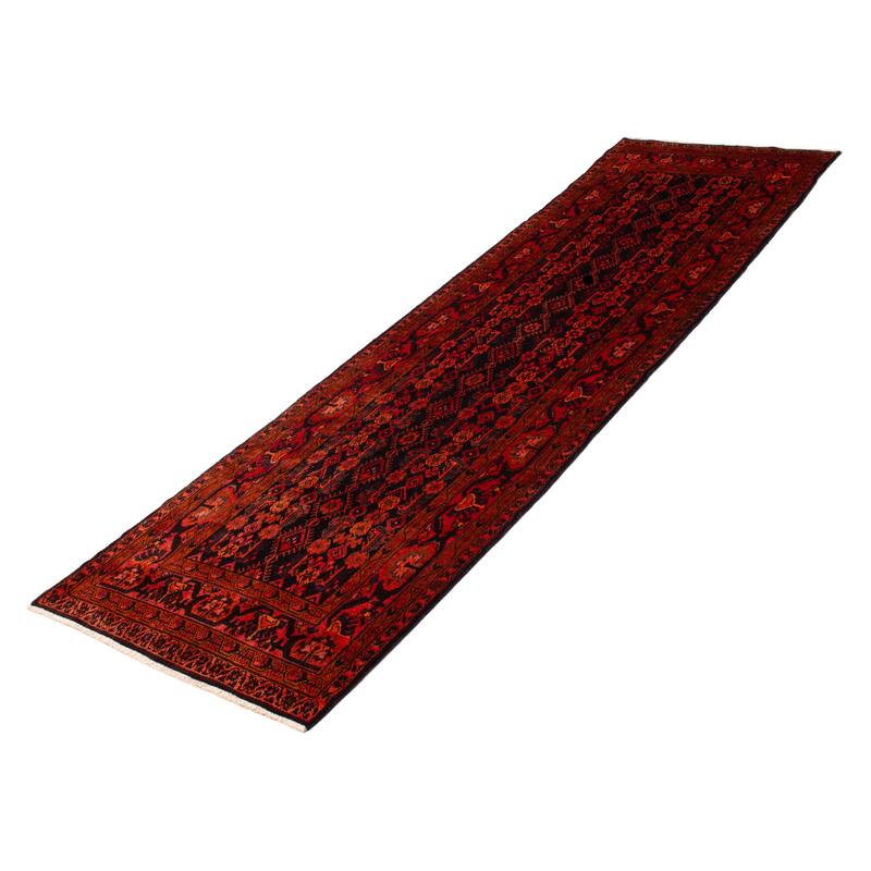 ECARPETGALLERY Hand-knotted Andelz Navy, Red Wool Rug - 3'10 x 13'9