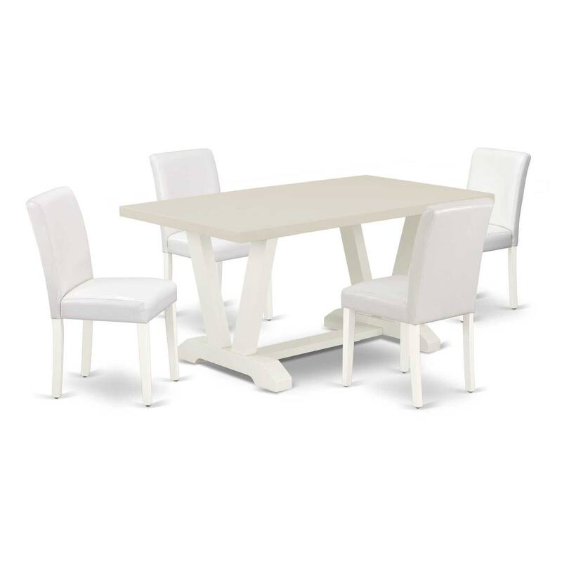 HomeStock 5-Pc Natural Oak Finish Solid Wood Top Dining table with 4 Chairs