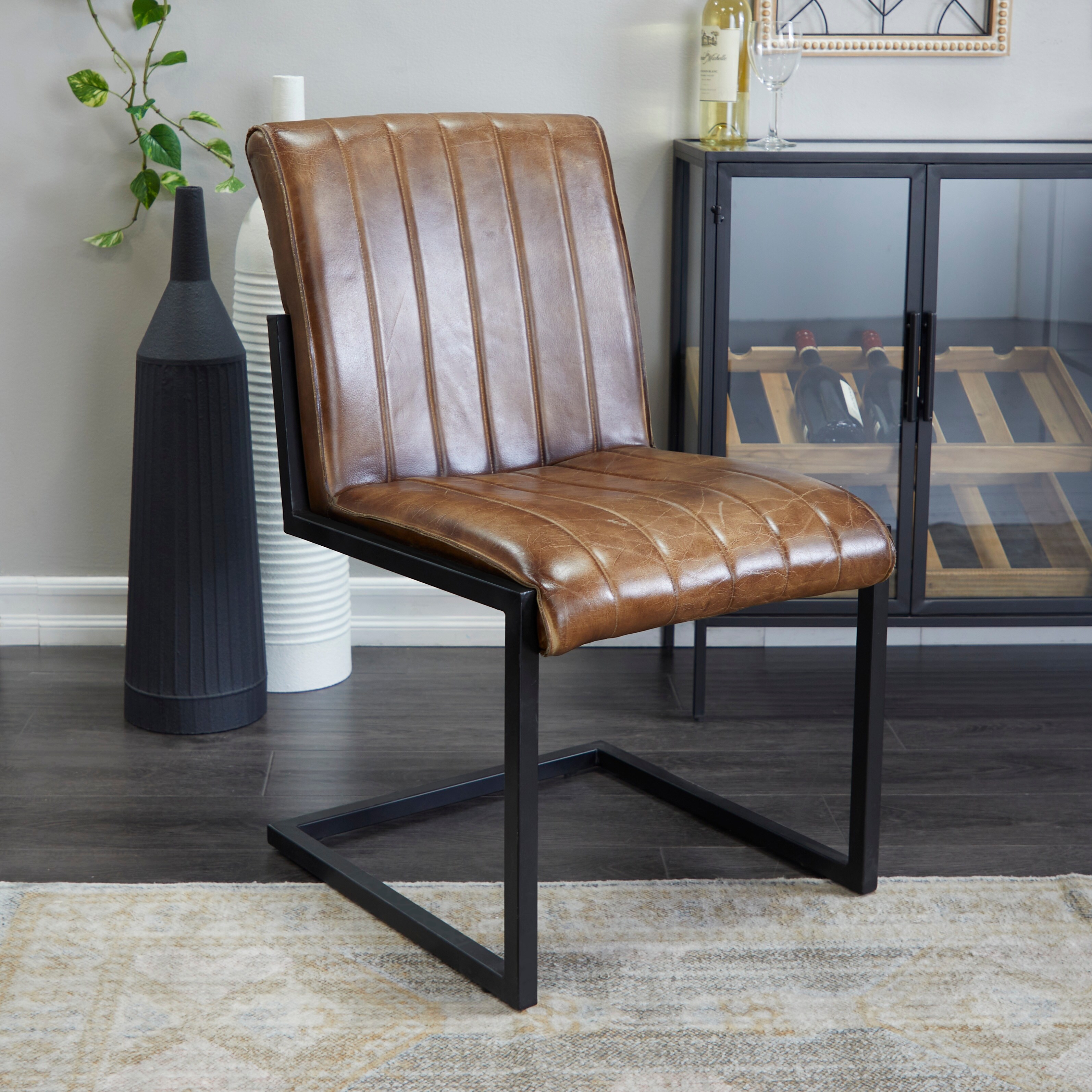 Leather retro dining chairs best sale