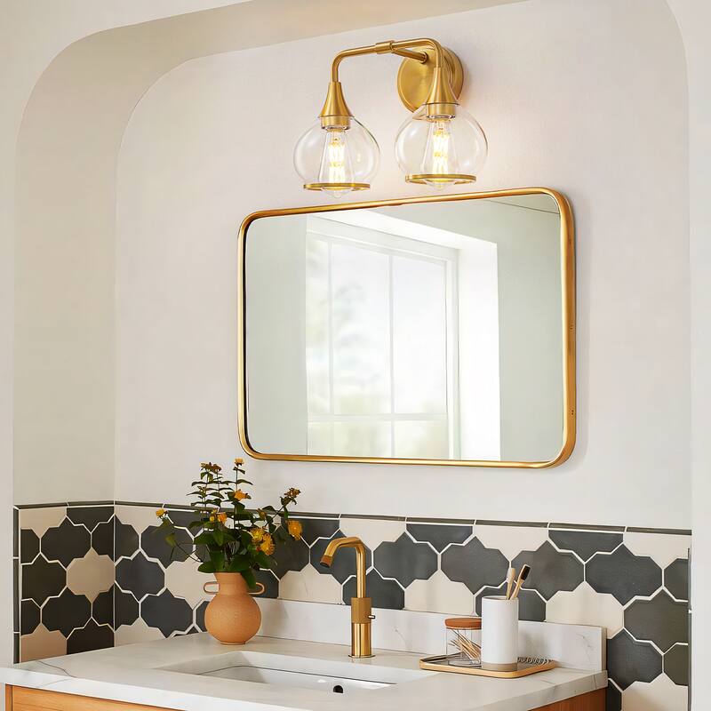 Modern Vanity Lights Dimmable Bathroom Light Fixtures with Glass Shade