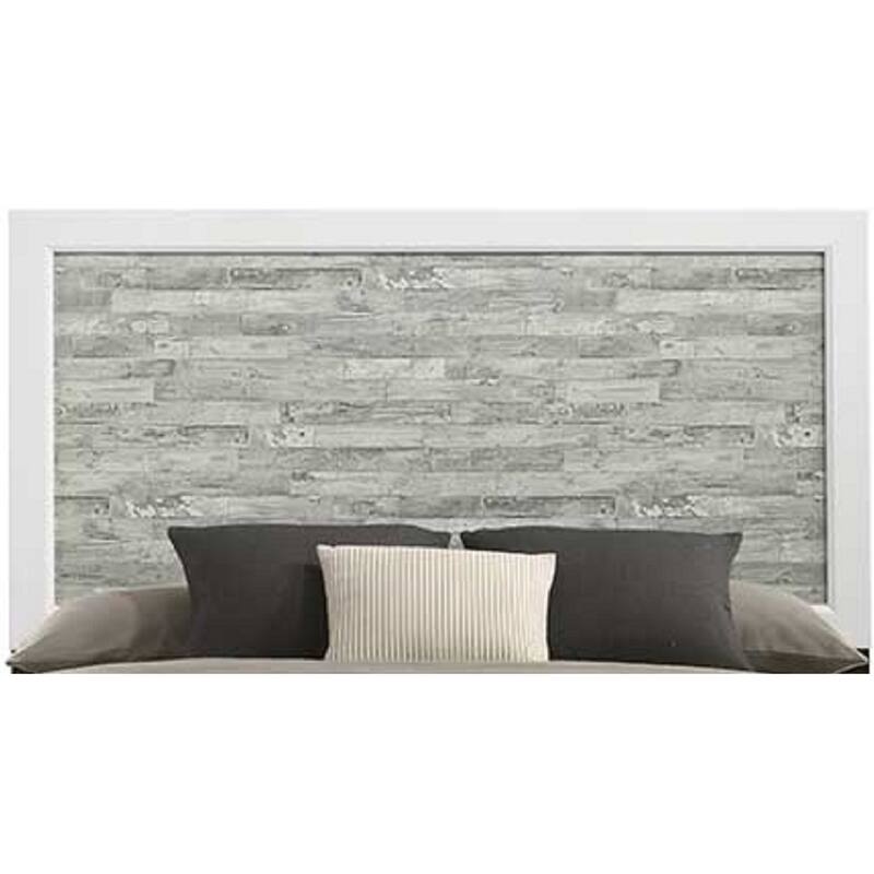 Contemporary Gray & White King Panel Bed with Tall Headboard & Footboard