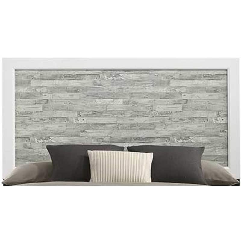 Queen Size Wooden Panel Bed with Tall Headboard and Two-Tone Finish
