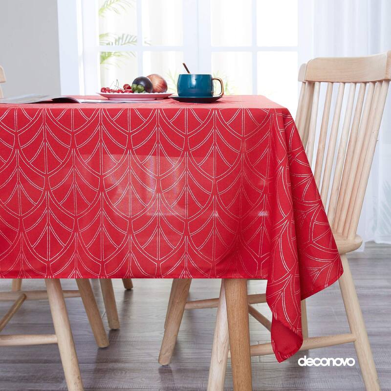 Sectors Pattern Tablecloth Printed Oxford Square Decorative Table Cloth - 54 x 84 Inches - Red
