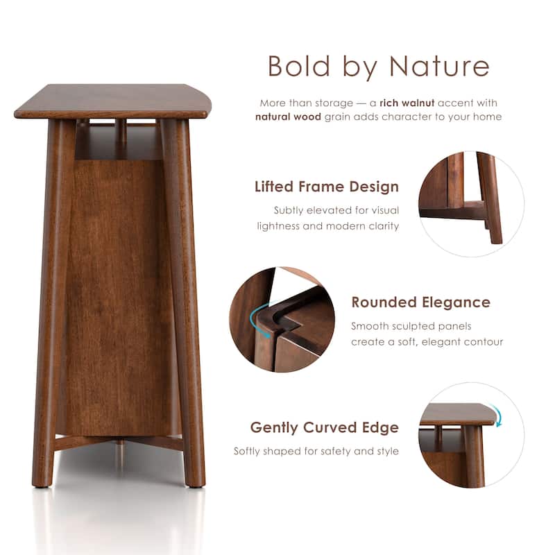 Furniture of America Abigail IV Mid-Century Modern Walnut Solid Wood Dining Sideboard with Hidden Drawers