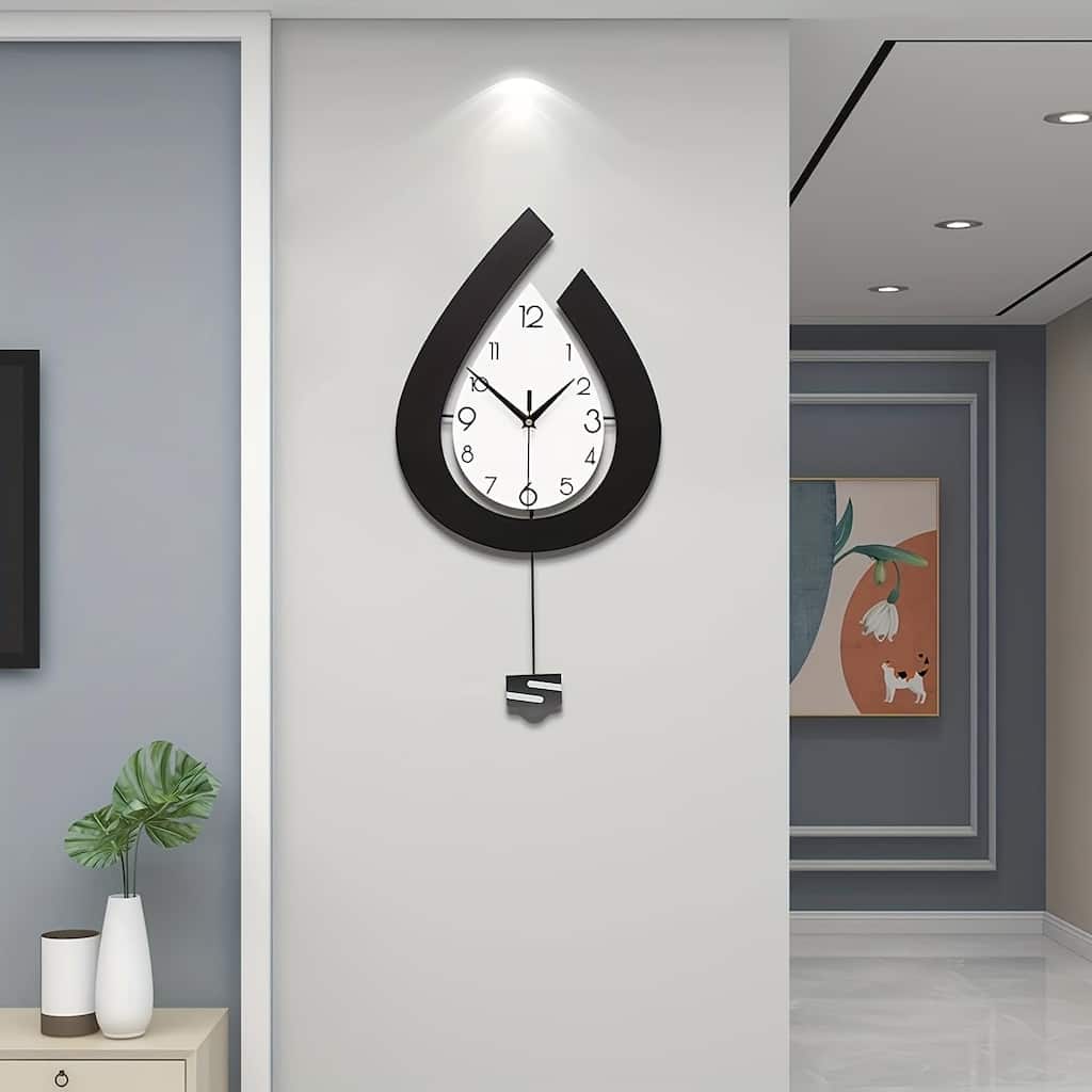 Large Wall Clock for Living Room Decor Big Pendulum Modern Wall Clock Silent Non Ticking Battery Operated 28.7 Inch Wall Clock