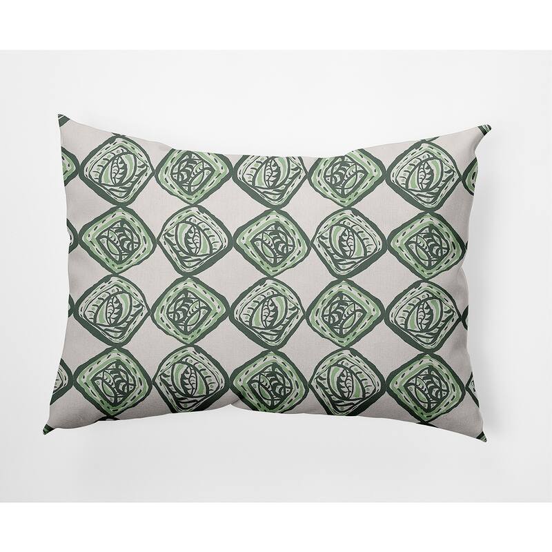 Cowry Check Outdoor Pillow - Green - 14" x 20"