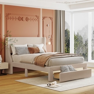 Upholstered wingback best sale bed with storage